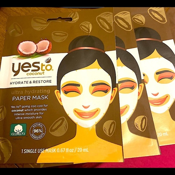 Yes To Coconut Hydrate and Restore Energizing Super Paper Face Mask 3 PACK - Picture 1 of 2